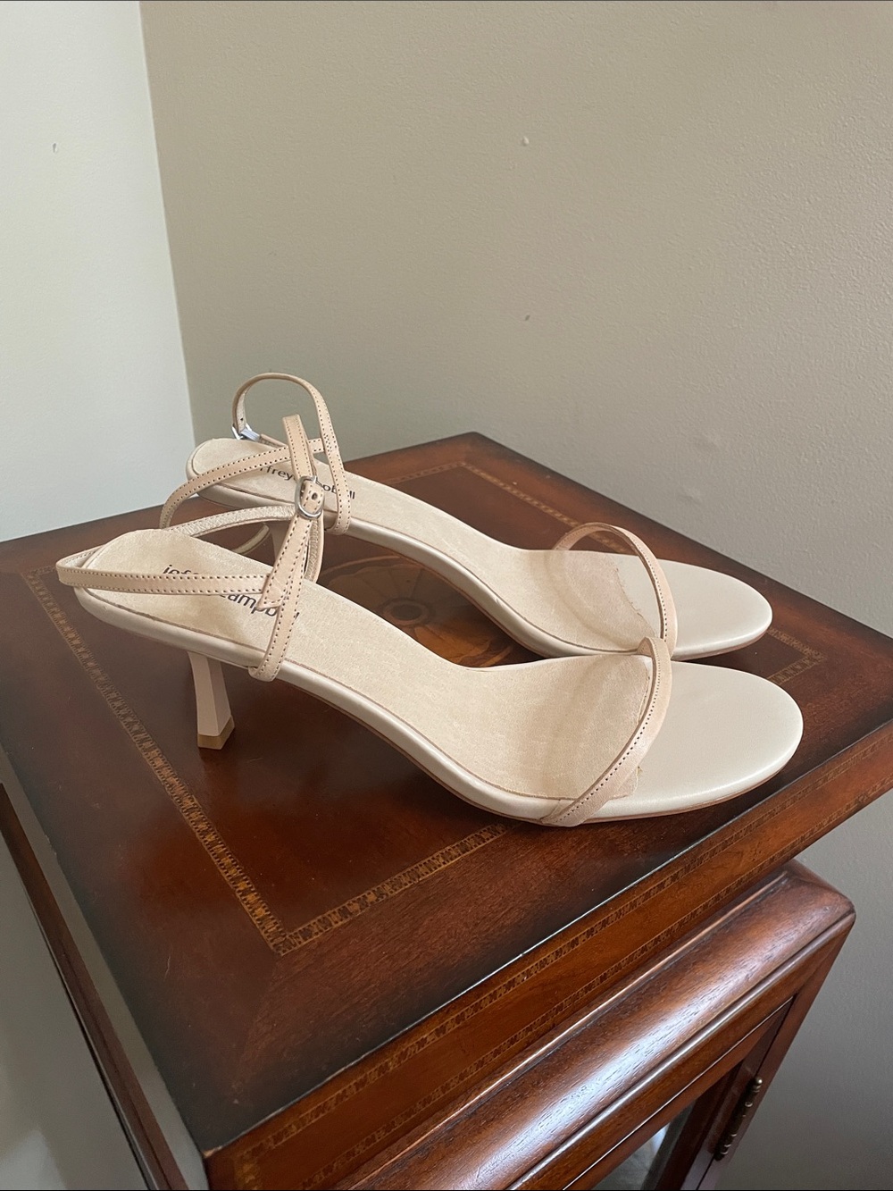 Jeffrey Campbell Nude Beige Strappy Mid-Heel Sandals